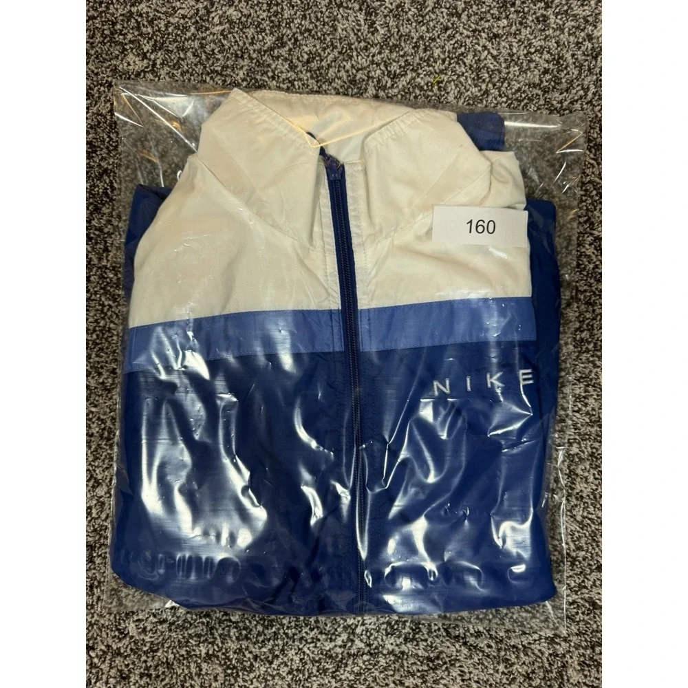 Vintage Nike Big Swoosh‎ WindBreaker Jacket Blue White Women's Large 12-14